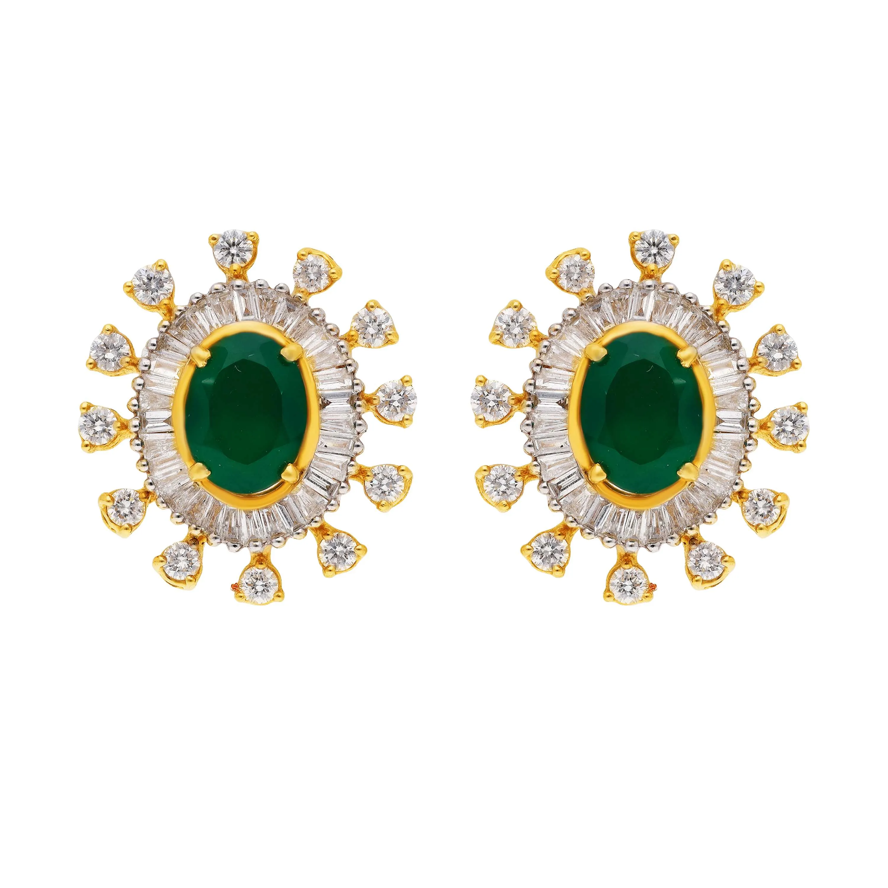 Finely Detailed 22KT Gold Stud Earrings with a Studded Finish