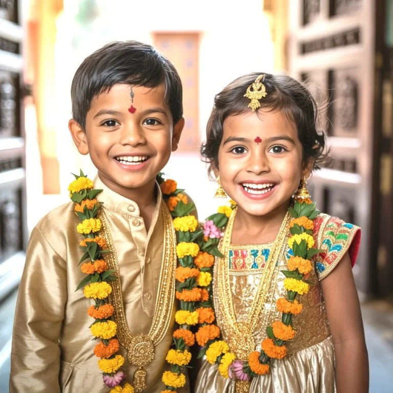 Child wearing Krishna Gold Jewellery