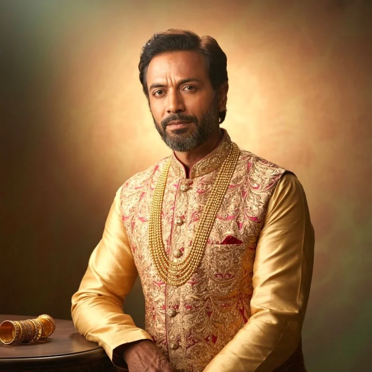 Man wearing Krishna Gold Jewellery
